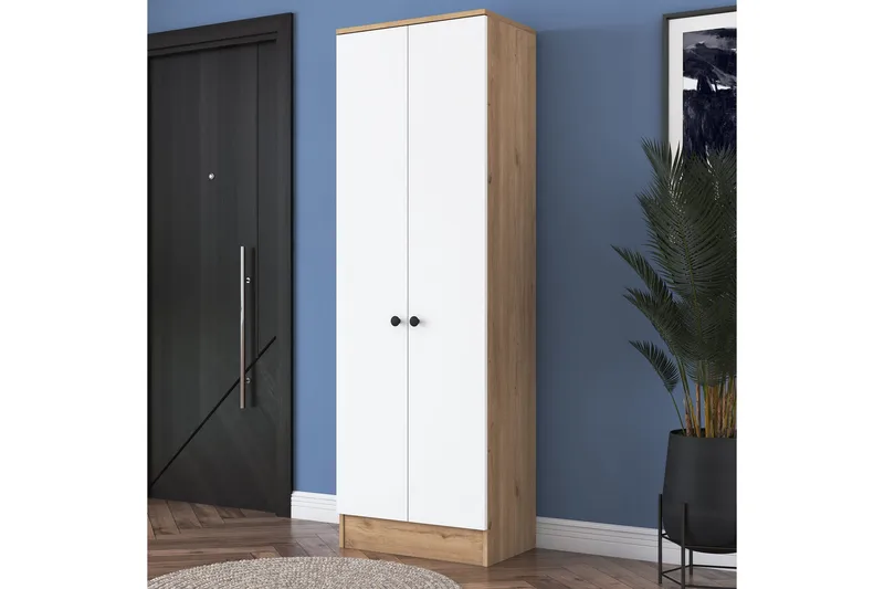 Hooda Garderob 59,8x182,8 cm Brun/Vit - Hanah Home - Förvaring - Klädförvaring - Garderob & garderobssystem