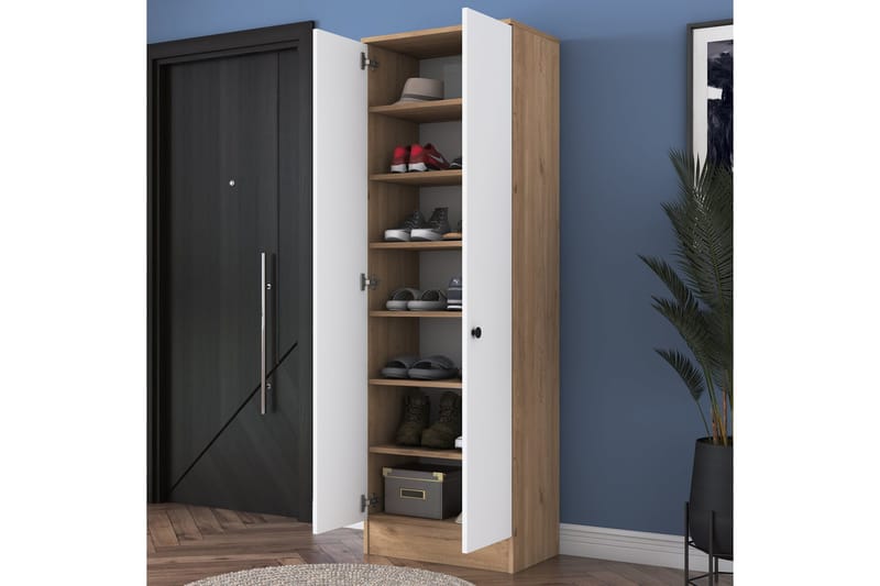 Hooda Garderob 59,8x182,8 cm Brun/Vit - Hanah Home - Förvaring - Klädförvaring - Garderob & garderobssystem