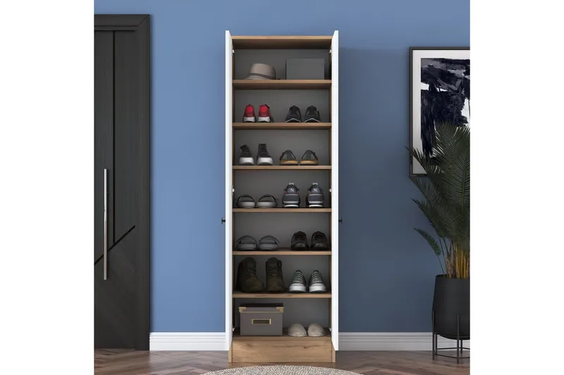 Hooda Garderob 59,8x182,8 cm Brun/Vit - Hanah Home - Förvaring - Klädförvaring - Garderob & garderobssystem
