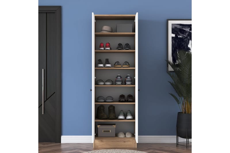 Hooda Garderob 59,8x182,8 cm Brun/Vit - Hanah Home - Förvaring - Klädförvaring - Garderob & garderobssystem