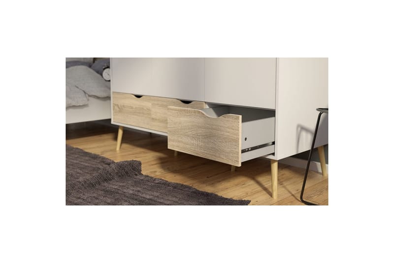 Hostafranc Garderob 147x200 cm - Vit/Grå - Förvaring - Klädförvaring - Garderob & garderobssystem