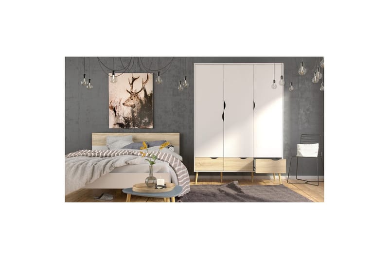 Hostafranc Garderob 147x200 cm - Vit/Grå - Förvaring - Klädförvaring - Garderob & garderobssystem