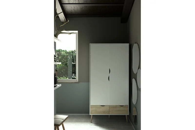 Hostafranc Garderobsskåp 98,7x200,1 cm - Vit - Förvaring - Klädförvaring - Garderob & garderobssystem - Klädskåp & fristående garderob