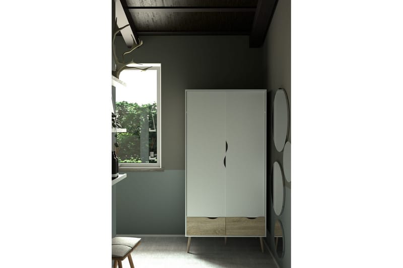 Hostafranc Garderobsskåp 98,7x200,1 cm - Vit - Förvaring - Klädförvaring - Garderob & garderobssystem - Klädskåp & fristående garderob