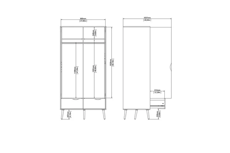 Hostafranc Garderobsskåp 98,7x200,1 cm - Vit - F örvaring - Klädförvaring - Garderob & garderobssystem - Klädskåp & fristående garderob