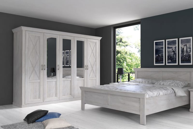 Hurlston Garderob 255 cm - Vit - Förvaring - Klädförvaring - Garderob & garderobssystem