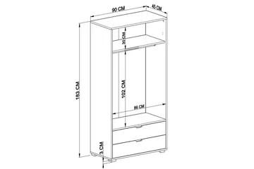 Hurst Garderob 90x183 cm - Ljusbrun/Vit - Förvaring - Klädförvaring - Garderob & garderobssystem
