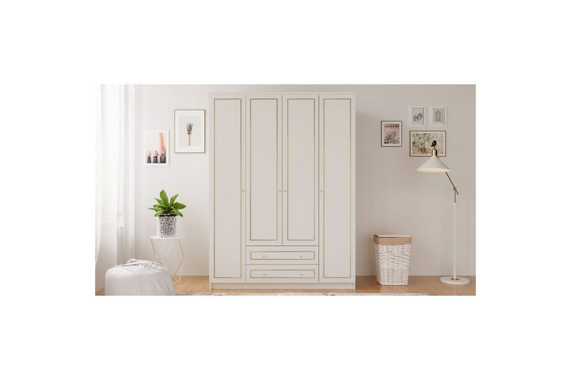 Ilros Garderobsskåp 140x180 cm - Matt Vit - Förvaring - Klädförvaring - Garderob & garderobssystem - Klädskåp & fristående garderob