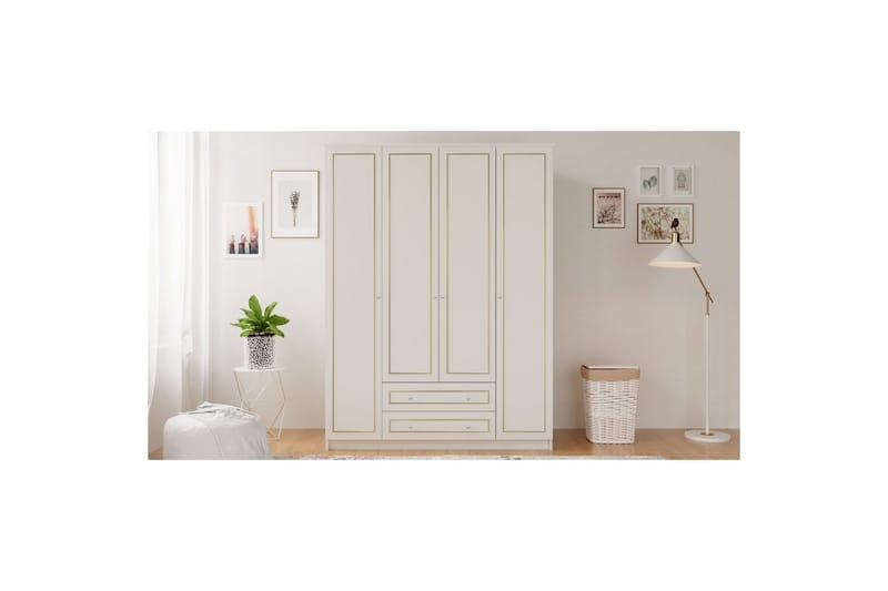 Ilros Garderobsskåp 140x210 cm - Matt Vit - Förvaring - Klädförvaring - Garderob & garderobssystem - Klädskåp & fristående garderob