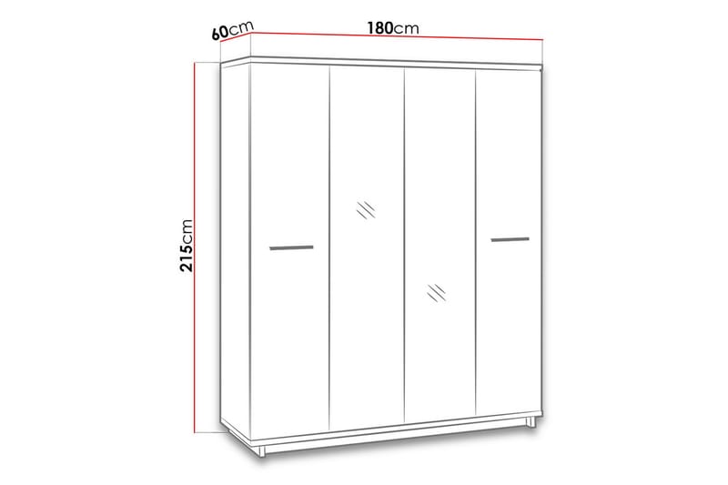 Ines Garderob 60x180 cm - Ek/Svart - Förvaring - Klädförvaring - Garderob & garderobssystem