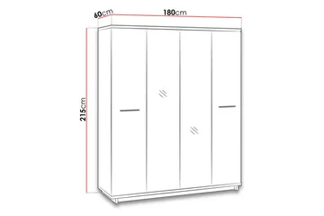 Ines Garderob 60x180 cm - Ek/Svart - Förvaring - Klädförvaring - Garderob & garderobssystem