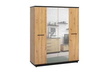 Ines Garderob 60x180 cm - Ek/Svart - Förvaring - Klädförvaring - Garderob & garderobssystem