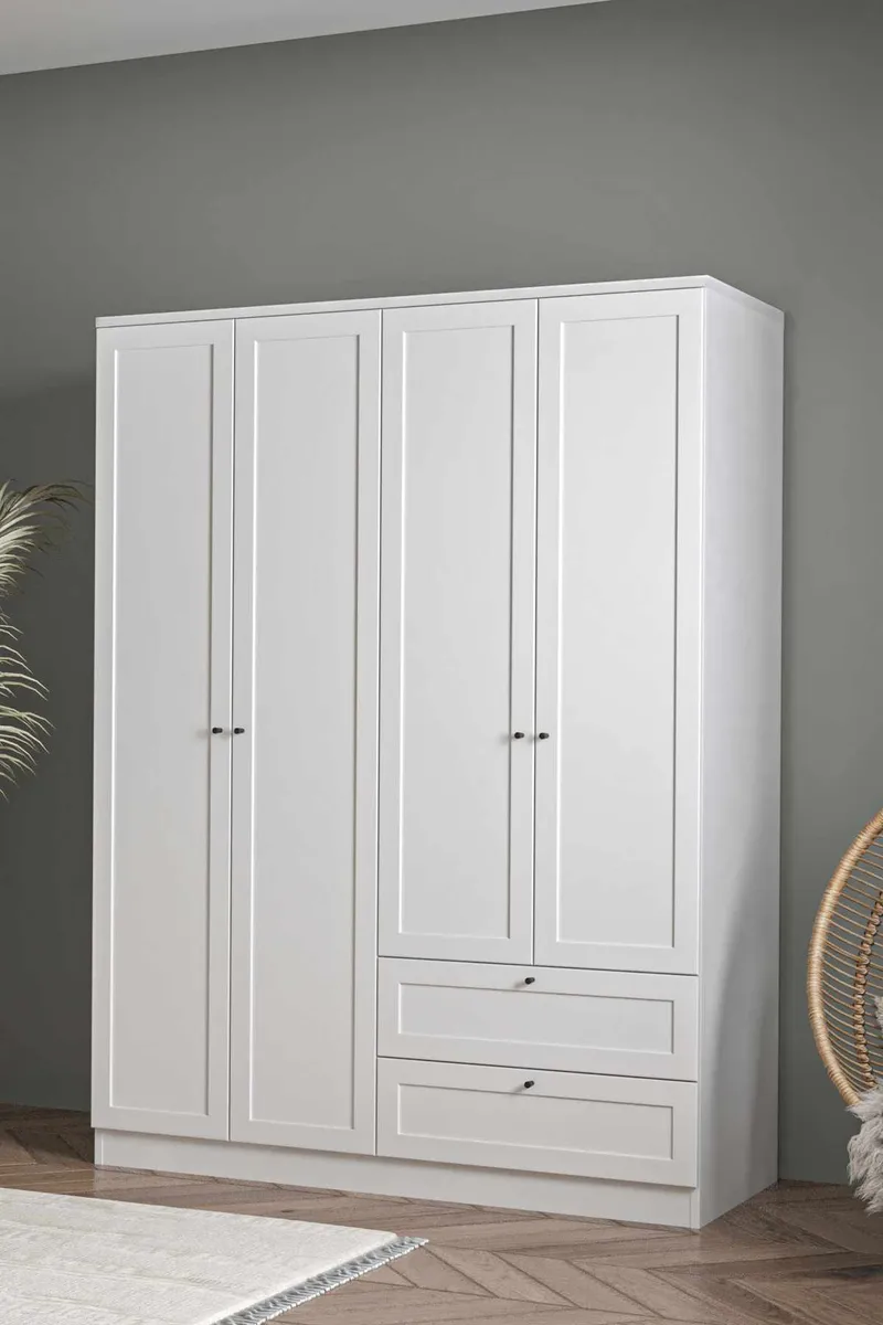 Interlaken Garderob 137x182 cm - Vit - Förvaring - Klädförvaring - Garderob & garderobssystem - Klädskåp & fristående garderob
