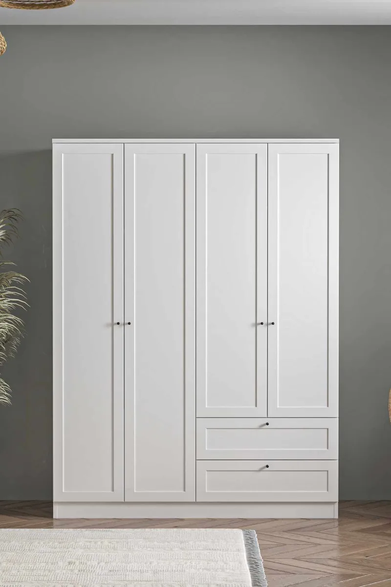 Interlaken Garderob 137x182 cm - Vit - Förvaring - Klädförvaring - Garderob & garderobssystem - Klädskåp & fristående garderob