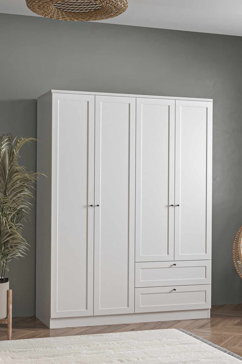 Interlaken Garderob 137x182 cm - Vit - Förvaring - Klädförvaring - Garderob & garderobssystem - Klädskåp & fristående garderob