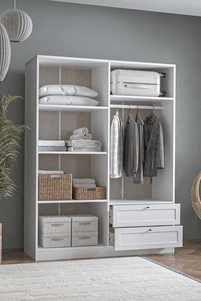 Interlaken Garderob 137x182 cm - Vit - Förvaring - Klädförvaring - Garderob & garderobssystem - Klädskåp & fristående garderob