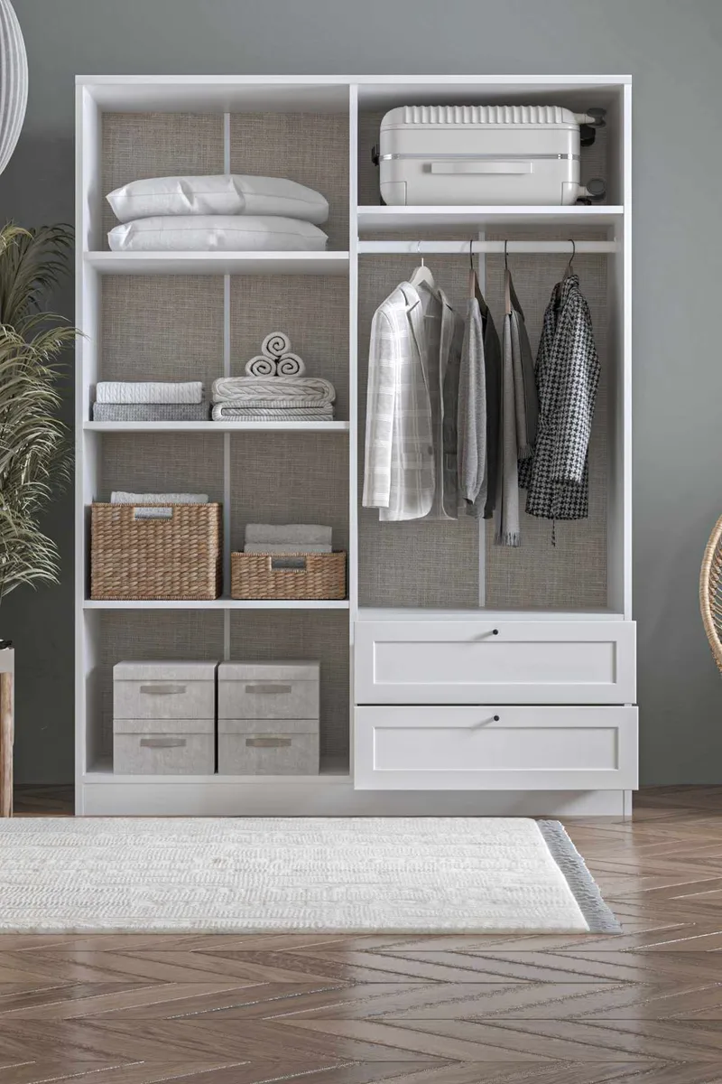 Interlaken Garderob 137x182 cm - Vit - Förvaring - Klädförvaring - Garderob & garderobssystem - Klädskåp & fristående garderob