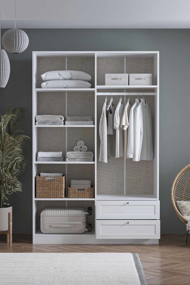 Interlaken Garderob 137x210 cm - Vit - Förvaring - Klädförvaring - Garderob & garderobssystem - Klädskåp & fristående garderob
