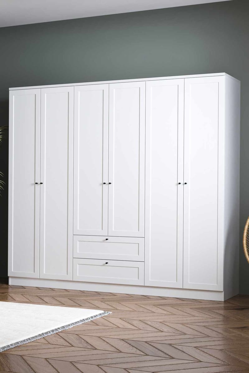 Interlaken Garderob 205x182 cm - Vit - Förvaring - Klädförvaring - Garderob & garderobssystem - Klädskåp & fristående garderob