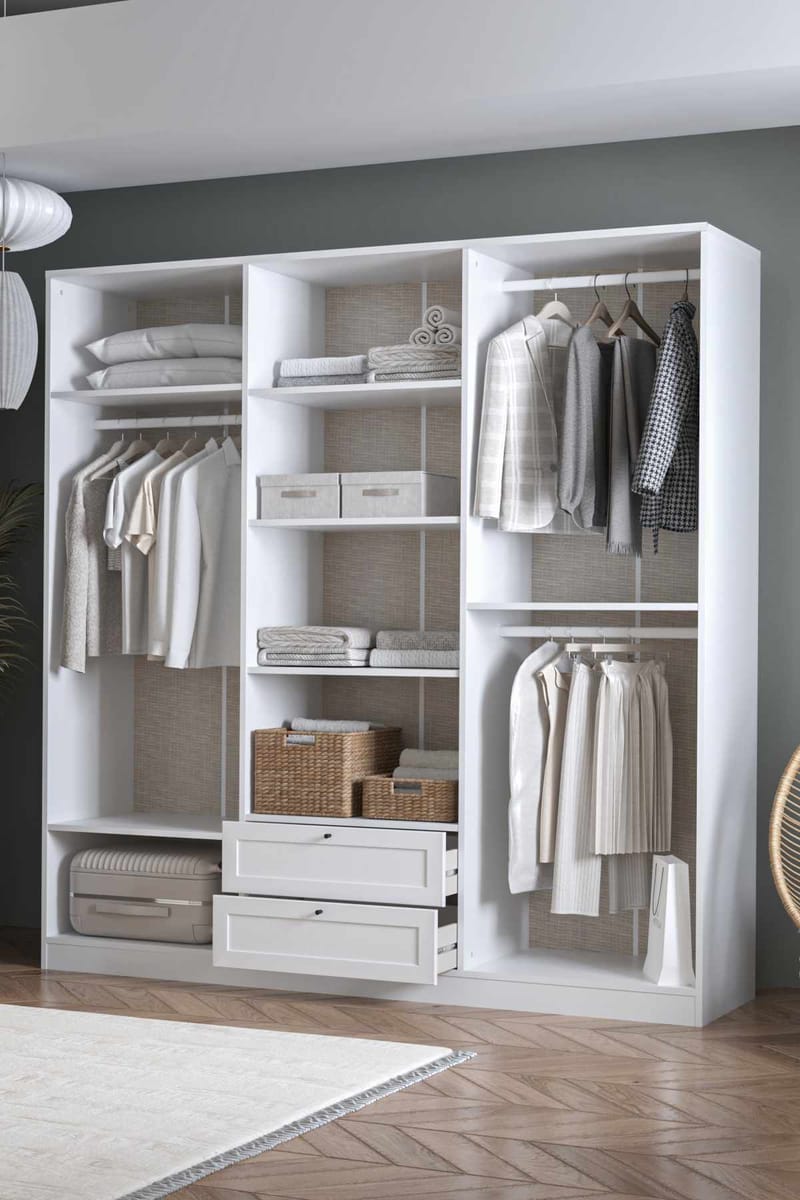 Interlaken Garderob 205x210 cm - Vit - Förvaring - Klädförvaring - Garderob & garderobssystem - Klädskåp & fristående garderob