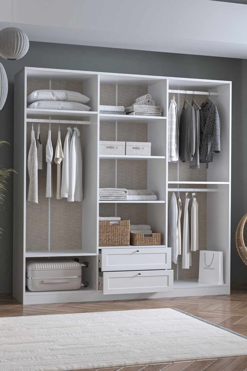 Interlaken Garderob 205x210 cm - Vit - Förvaring - Klädförvaring - Garderob & garderobssystem - Klädskåp & fristående garderob