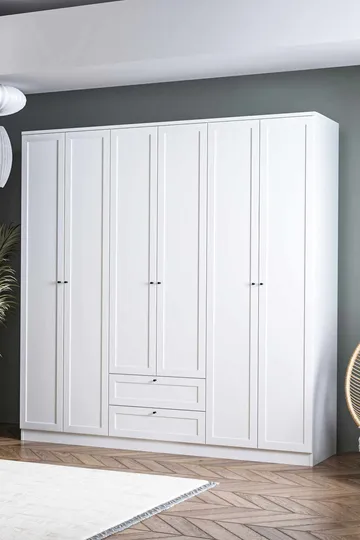 Interlaken Garderob 205x210 cm - Vit - Förvaring - Klädförvaring - Garderob & garderobssystem - Klädskåp & fristående garderob