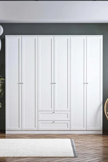 Interlaken Garderob 205x210 cm - Vit - Förvaring - Klädförvaring - Garderob & garderobssystem - Klädskåp & fristående garderob