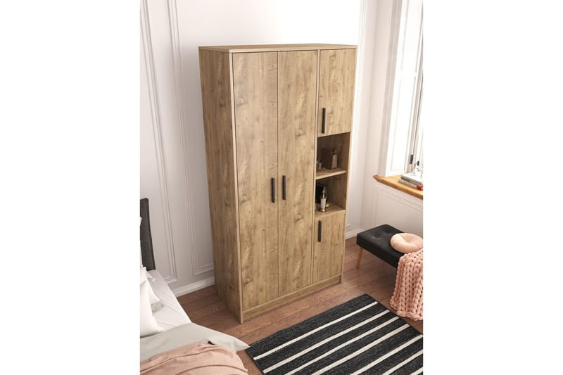 Iskral Garderob 90x177 cm - Brun - Förvaring - Klädförvaring - Garderob & garderobssystem