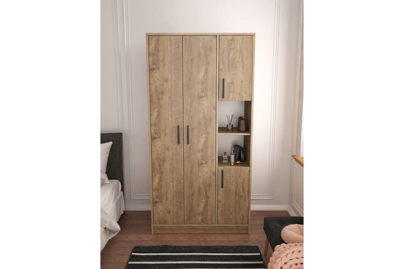 Iskral Garderob 90x177 cm - Brun - Förvaring - Klädförvaring - Garderob & garderobssystem