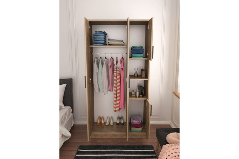Iskral Garderob 90x177 cm - Brun - Förvaring - Klädförvaring - Garderob & garderobssystem