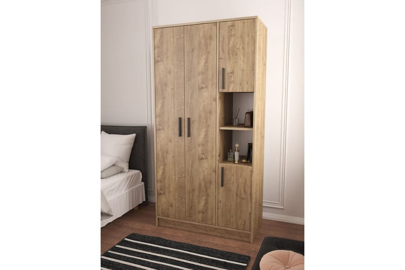 Iskral Garderob 90x177 cm - Brun - Förvaring - Klädförvaring - Garderob & garderobssystem