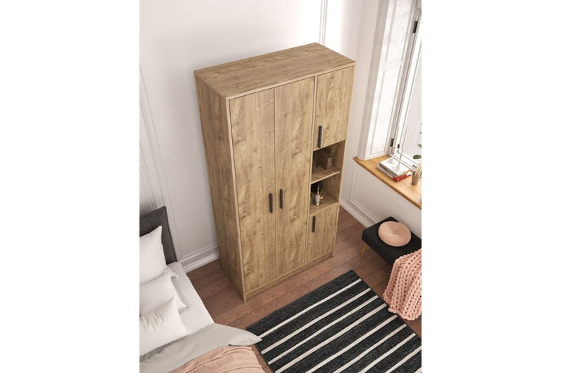 Iskral Garderob 90x177 cm - Brun - Förvaring - Klädförvaring - Garderob & garderobssystem