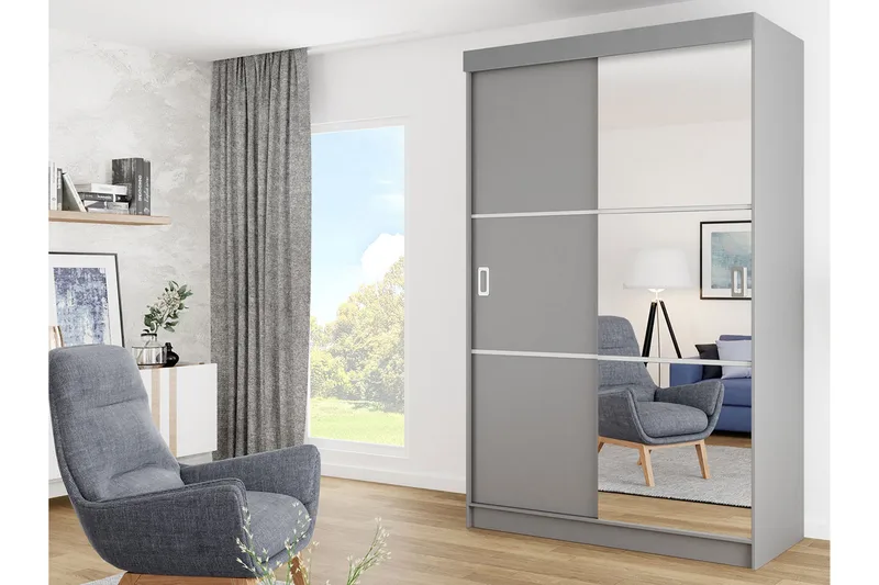 Isolaz Garderob 60x138 cm LED-belysning - Grå - Förvaring - Klädförvaring - Garderob & garderobssystem