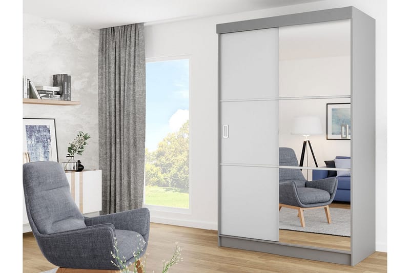 Isolaz Garderob med Spegel LED-belysning RGB - Vit/Antracit - Förvaring - Klädförvaring - Garderob & garderobssystem - Klädskåp & fristående garderob