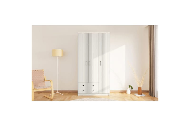 Ivon Garderob 105x210 cm - Matt Vit - Förvaring - Klädförvaring - Garderob & garderobssystem