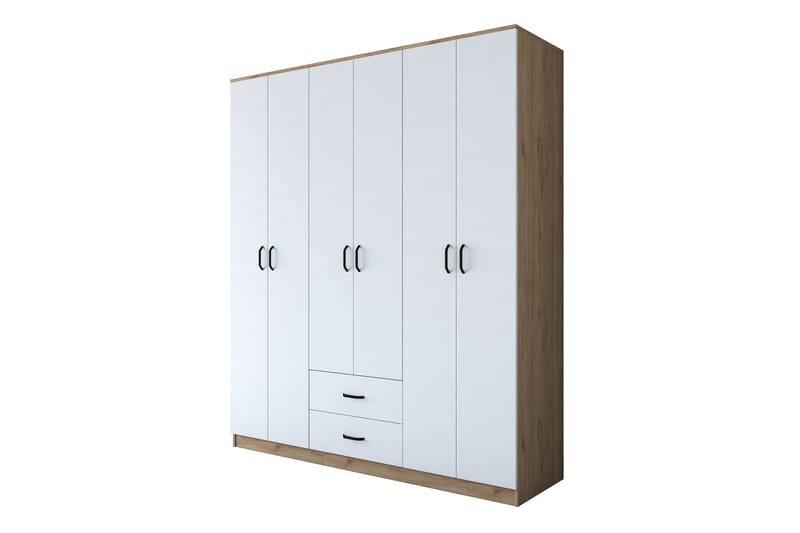 Jabhar Garderob 180x210 cm Brun/Vit - Hanah Home - Förvaring - Klädförvaring - Garderob & garderobssystem