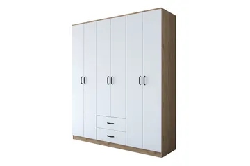 Jabhar Garderob 180x210 cm Brun/Vit - Hanah Home - Förvaring - Klädförvaring - Garderob & garderobssystem