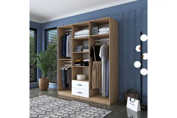 Jabhar Garderob 180x210 cm Brun/Vit - Hanah Home - Förvaring - Klädförvaring - Garderob & garderobssystem