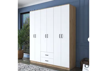 Jabhar Garderob 180x210 cm Brun/Vit - Hanah Home - Förvaring - Klädförvaring - Garderob & garderobssystem