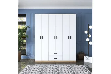 Jabhar Garderob 180x210 cm Brun/Vit - Hanah Home - Förvaring - Klädförvaring - Garderob & garderobssystem
