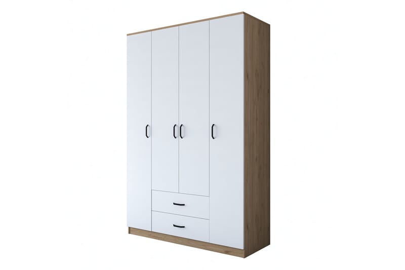 Jabir Garderob 140x210 cm Brun/Vit - Hanah Home - Förvaring - Klädförvaring - Garderob & garderobssystem