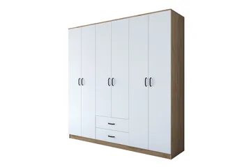 Jagdesh Garderob 210x210 cm Brun/Vit - Hanah Home - Förvaring - Klädförvaring - Garderob & garderobssystem