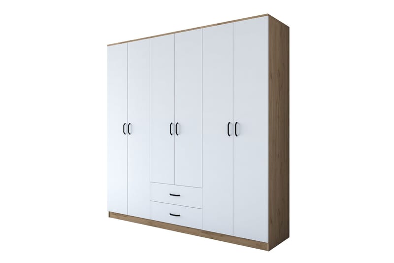 Jagdesh Garderob 210x210 cm Brun/Vit - Hanah Home - Förvaring - Klädförvaring - Garderob & garderobssystem