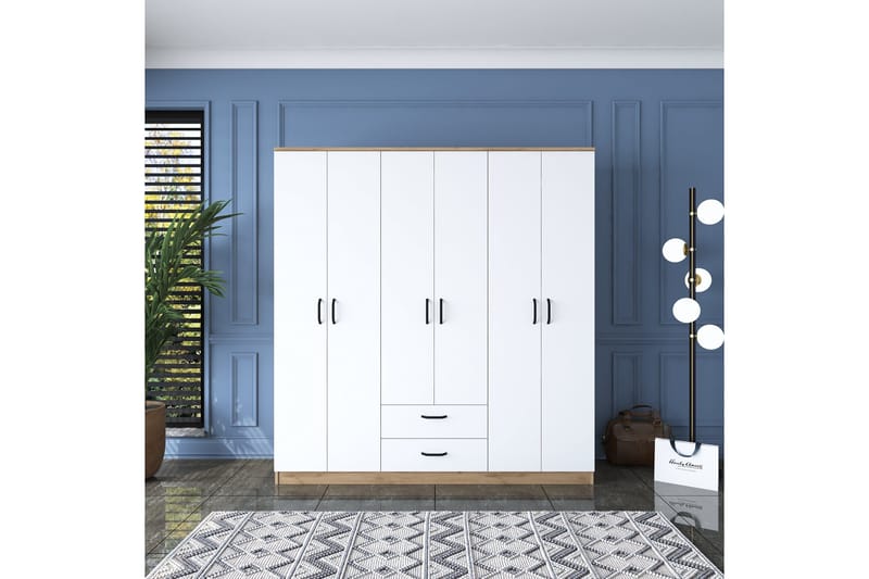 Jahani Garderob 180x190,8 cm Brun/Vit - Hanah Home - Förvaring - Klädförvaring - Garderob & garderobssystem