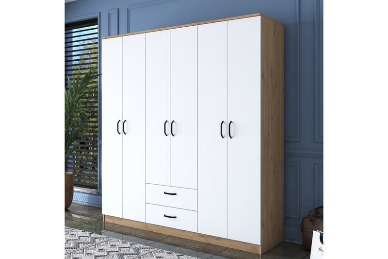 Jahani Garderob 180x190,8 cm Brun/Vit - Hanah Home - Förvaring - Klädförvaring - Garderob & garderobssystem