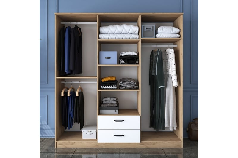 Jahani Garderob 180x190,8 cm Brun/Vit - Hanah Home - Förvaring - Klädförvaring - Garderob & garderobssystem