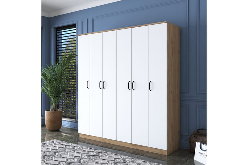 Jaidul Garderob 180x190,8 cm Brun/Vit - Hanah Home - Förvaring - Klädförvaring - Garderob & garderobssystem