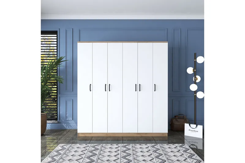 Jaidul Garderob 180x190,8 cm Brun/Vit - Hanah Home - Förvaring - Klädförvaring - Garderob & garderobssystem