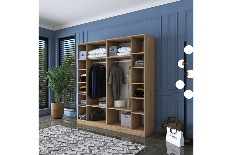 Jaidul Garderob 180x190,8 cm Brun/Vit - Hanah Home - Förvaring - Klädförvaring - Garderob & garderobssystem