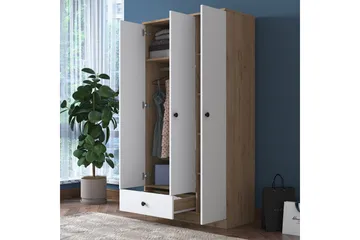Jain Garderob 90x170 cm Brun/Vit - Hanah Home - Förvaring - Klädförvaring - Garderob & garderobssystem